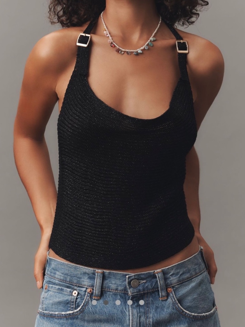 By Anthropologie Cowl-Neck Buckle Sweater Tank